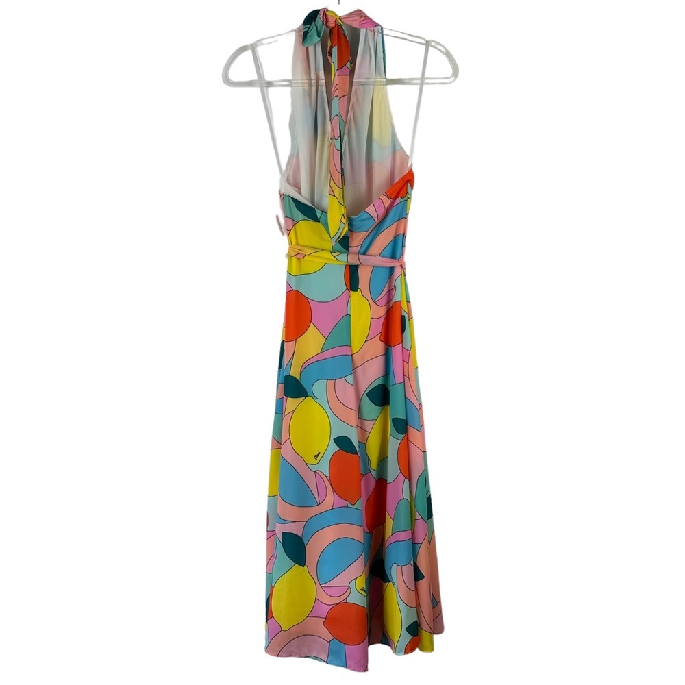 NWT Staud Sz XS Women's The Kai Midi Halter Neck Dress in Citrus Kaleidoscope - Picture 10 of 16